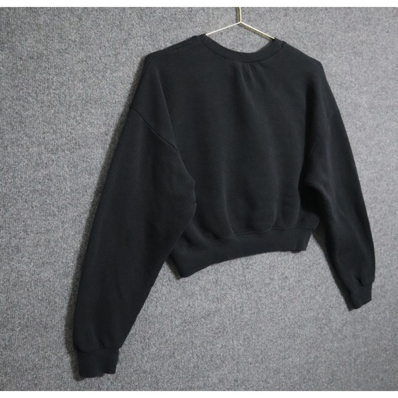 Reformation Sweater Women Small Black Cropped Crew Neck Textured Crop Pullover - Picture 4 of 6